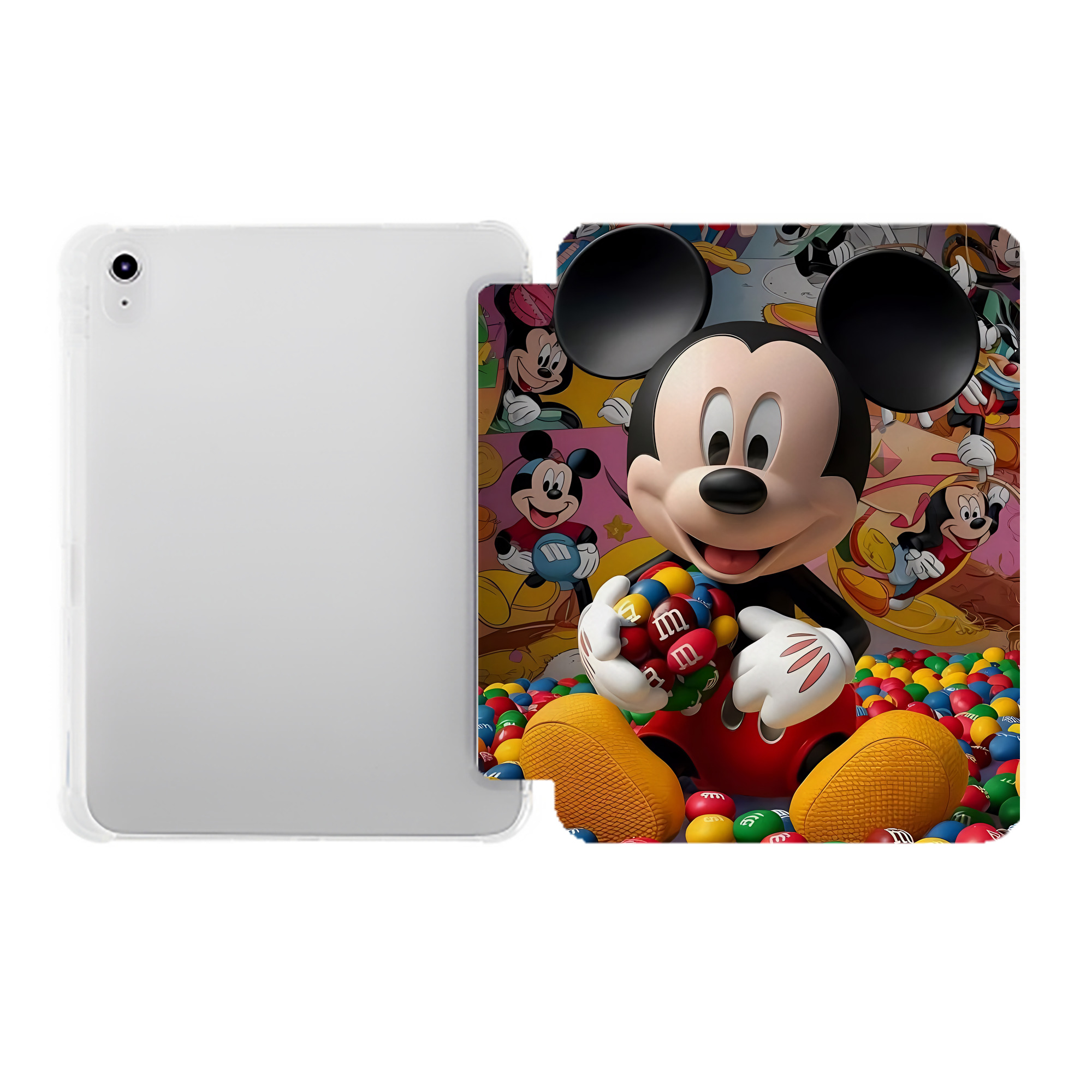 （画像用） ミッキーマウス Mickey Mouse IPad ケース ペン収納付き 三つ折りスタンド PUレザー×シリコン 対応機種9.5/10.5/10.9インチ